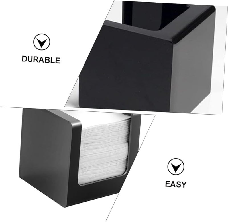 حامل علبة المناديل الأكريليك الأسود الحديث بقاع مغناطيسي لديكور المنزل والمكتب - Image 2